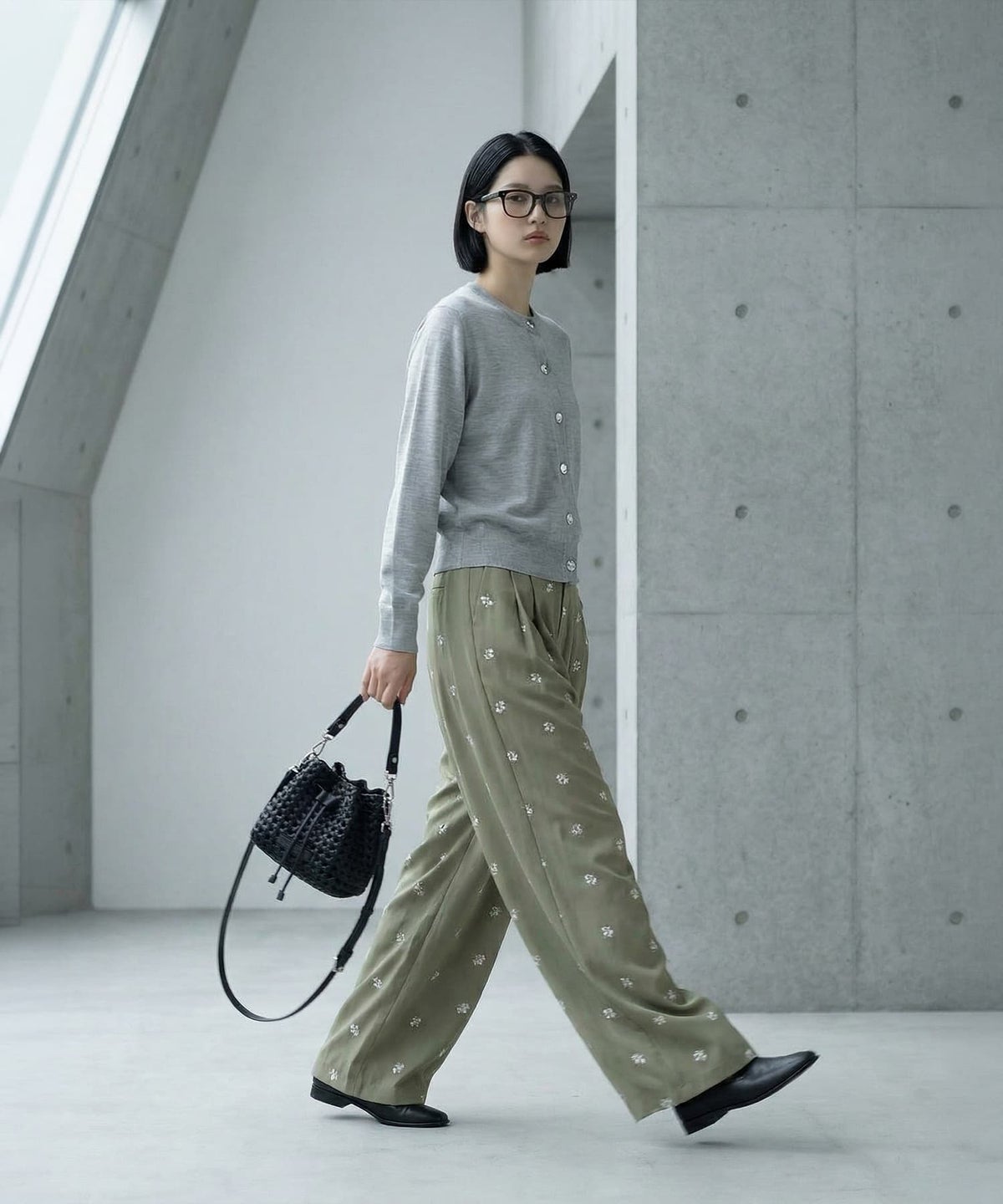 着用イメージ 170cm 杢グレー