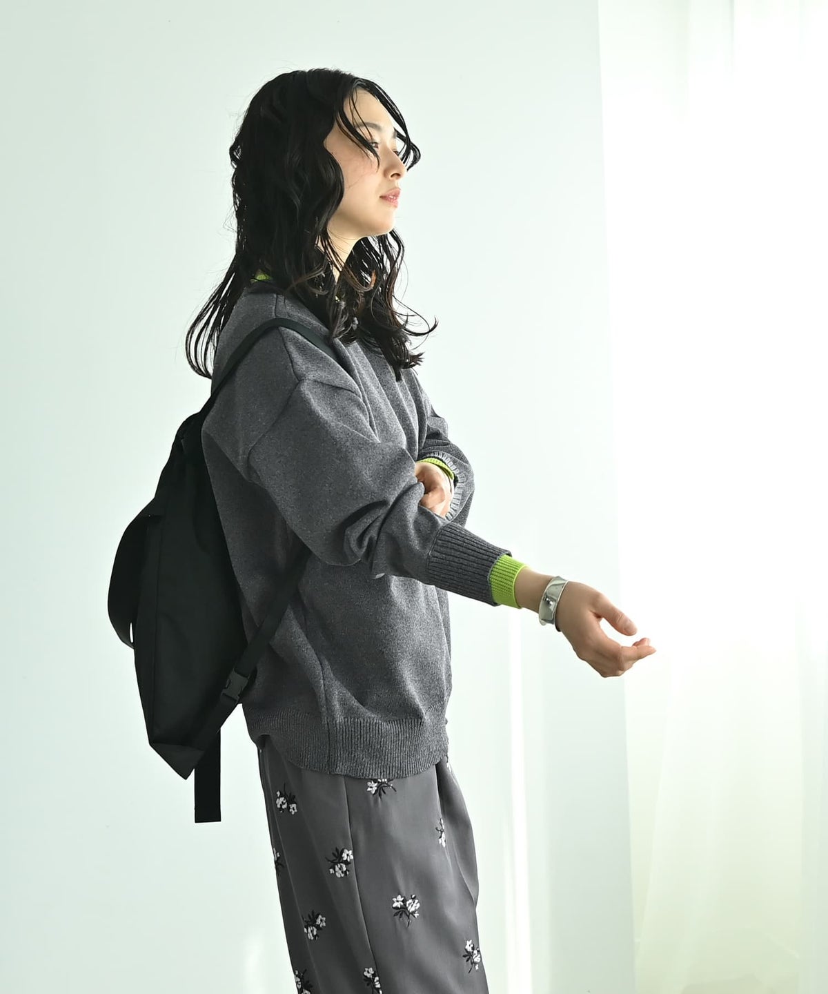 着用イメージ 167cm チャコール