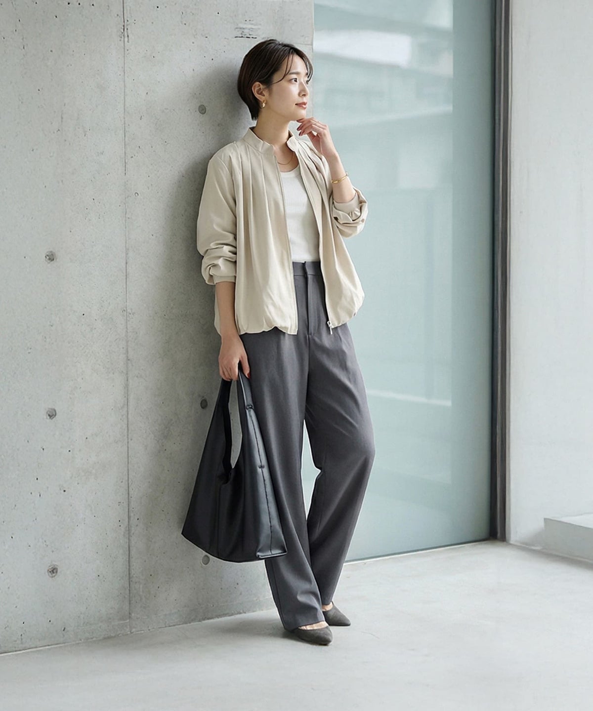 着用イメージ 163cm ライトベージュ