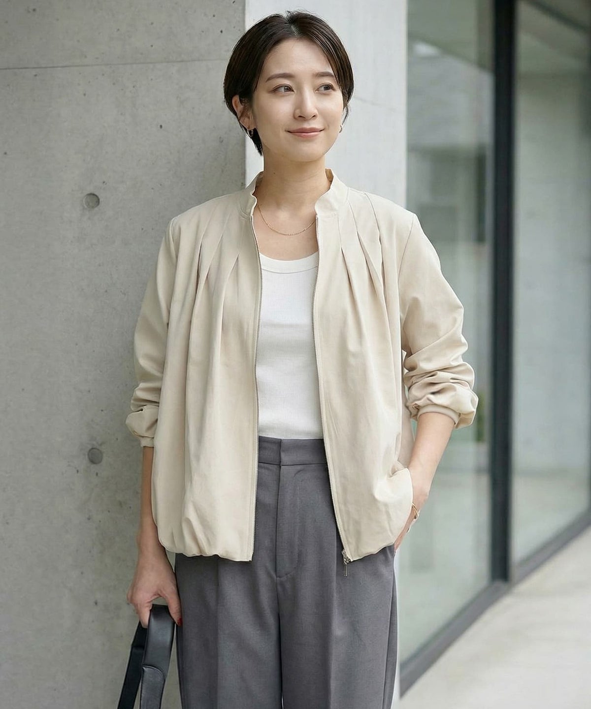 着用イメージ 163cm ライトベージュ