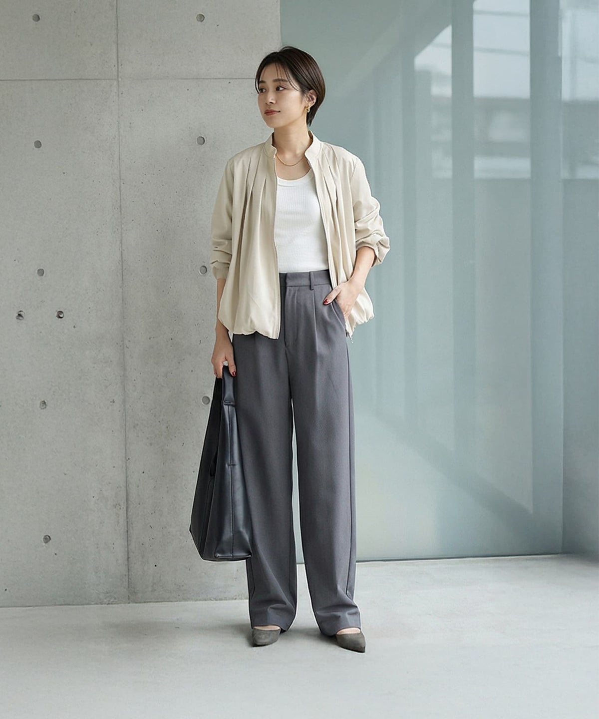 着用イメージ 163cm ライトベージュ