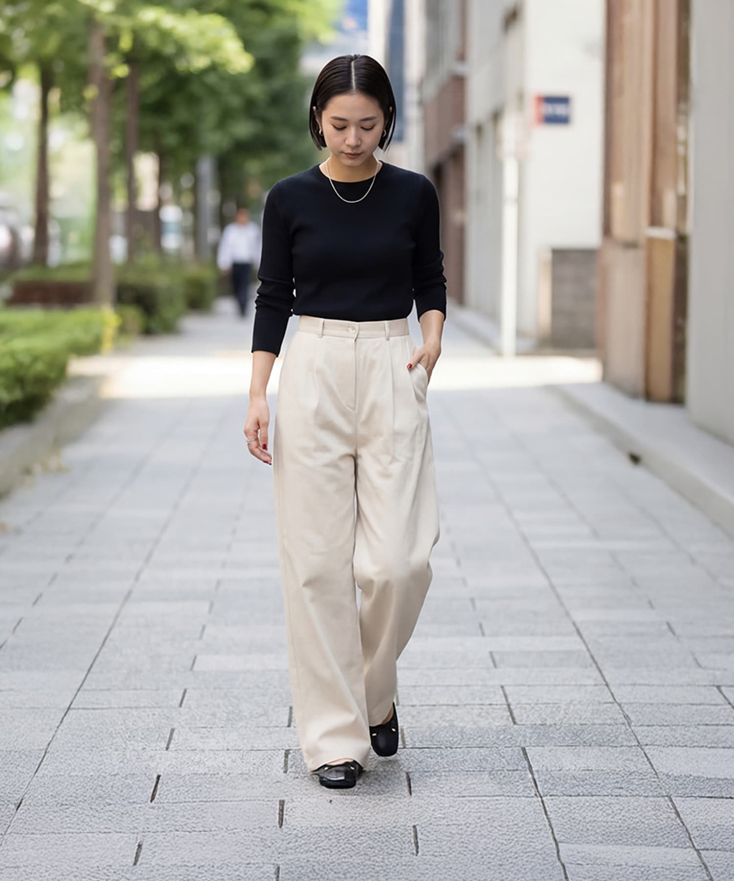 デニムライクコットンワイドパンツ | おしゃれな大人レディース