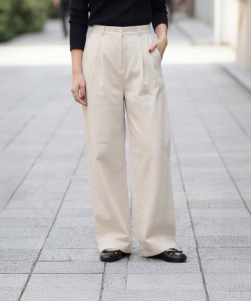 デニムライクコットンワイドパンツ | おしゃれな大人レディース 