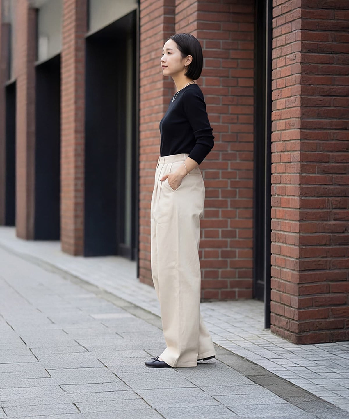 着用イメージ 163cm ブライトベージュ Sサイズ