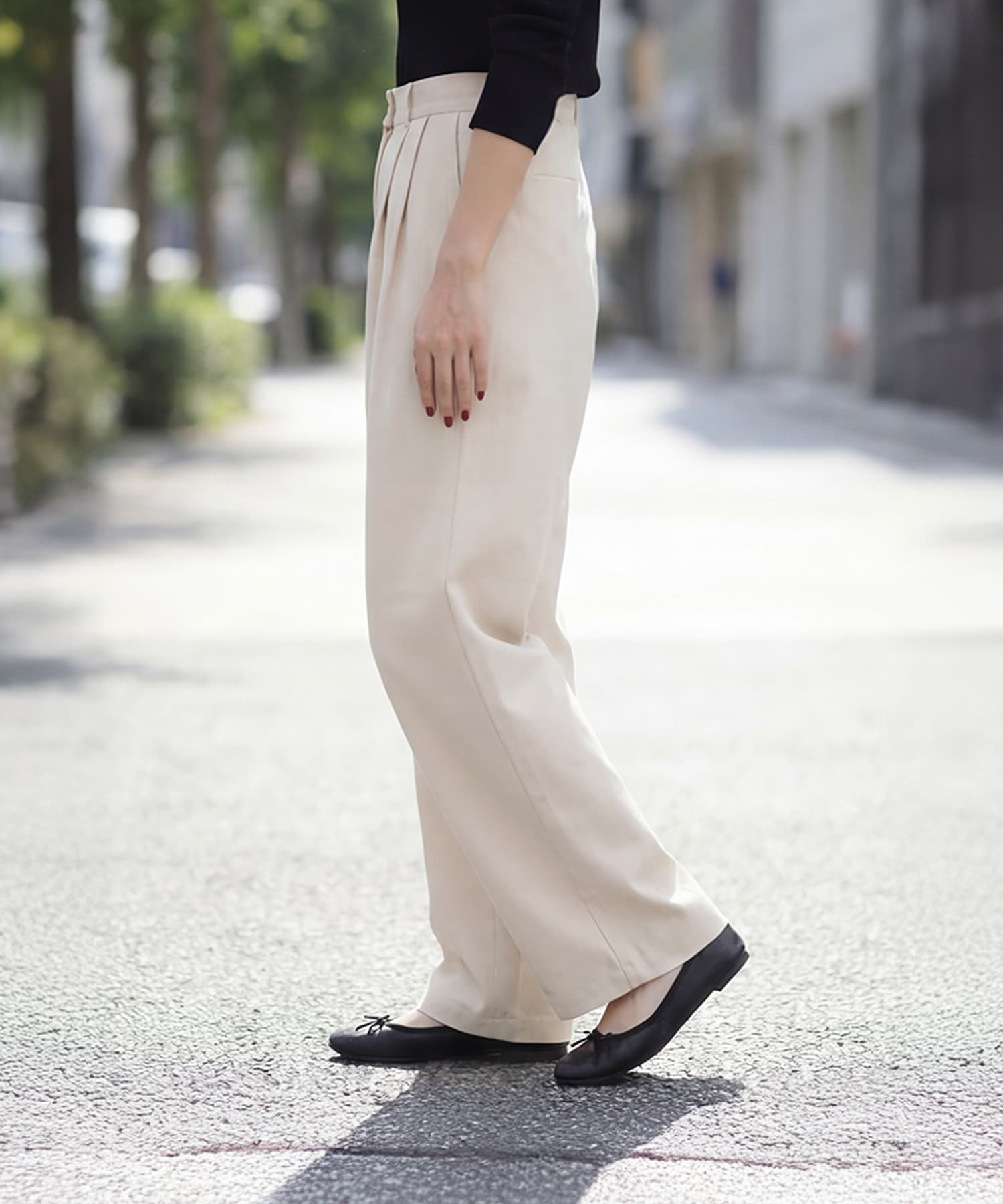 デニムライクコットンワイドパンツ | おしゃれな大人レディース