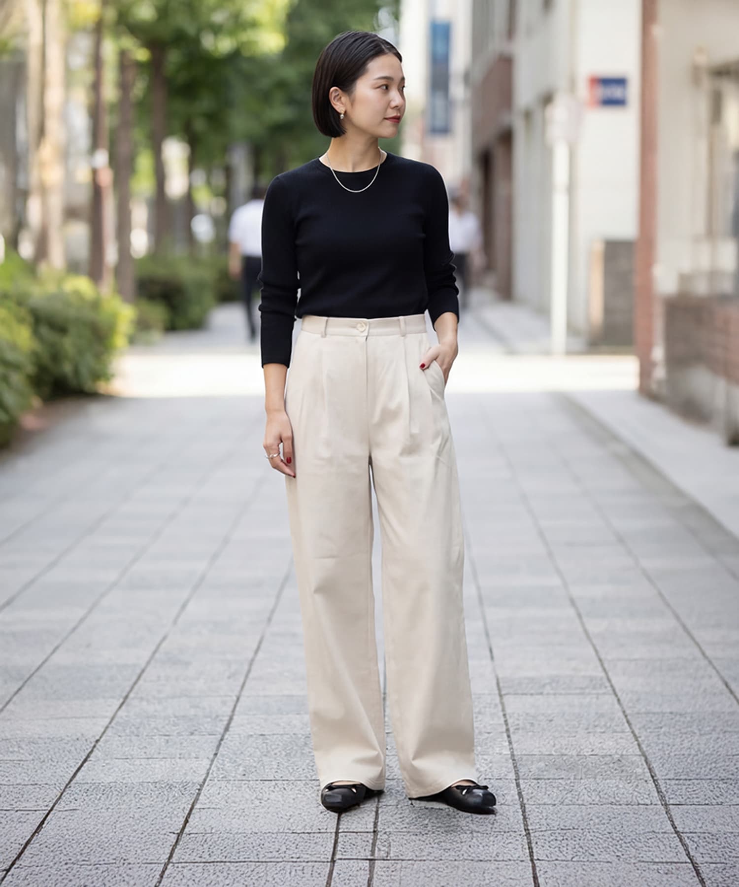 デニムライクコットンワイドパンツ | おしゃれな大人レディース