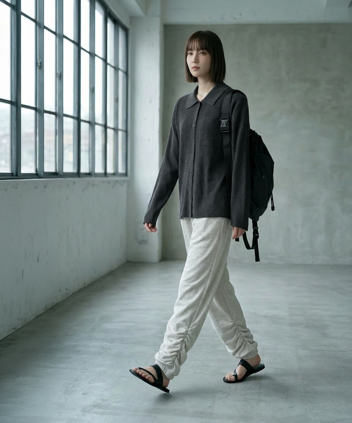 着用イメージ 170cm チャコール