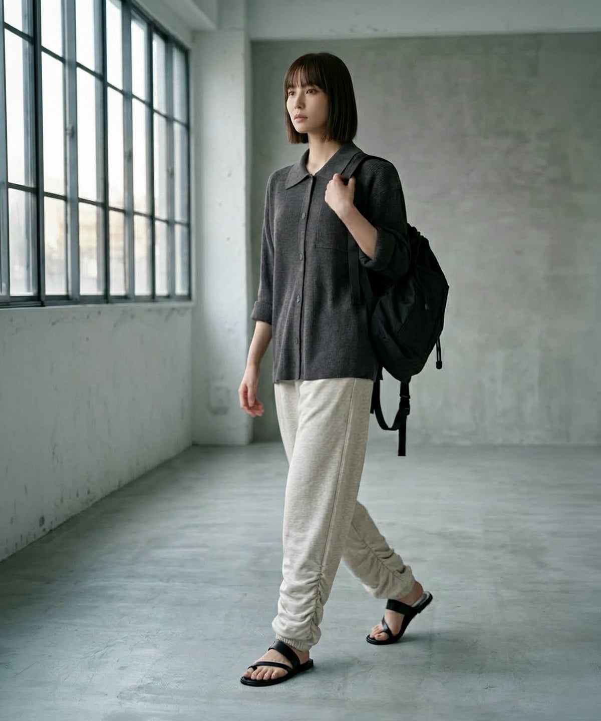 着用イメージ 170cm チャコール