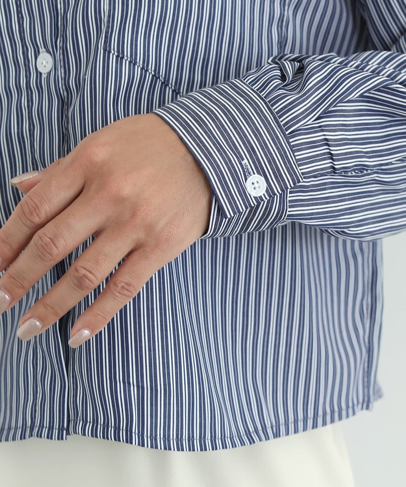 サラサラ短めストライプ柄シャツ | おしゃれな大人レディース 