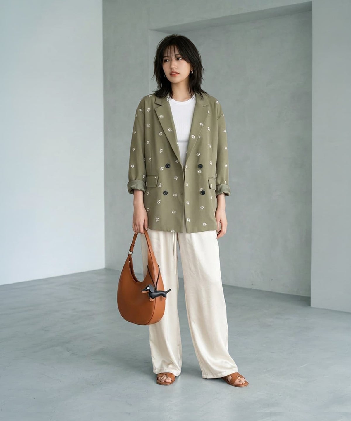 着用イメージ 170cm アイボリー