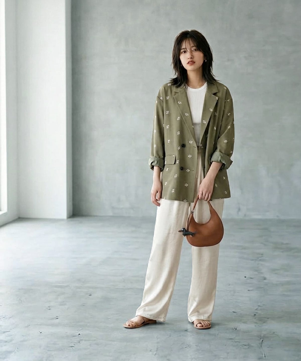 着用イメージ 170cm アイボリー