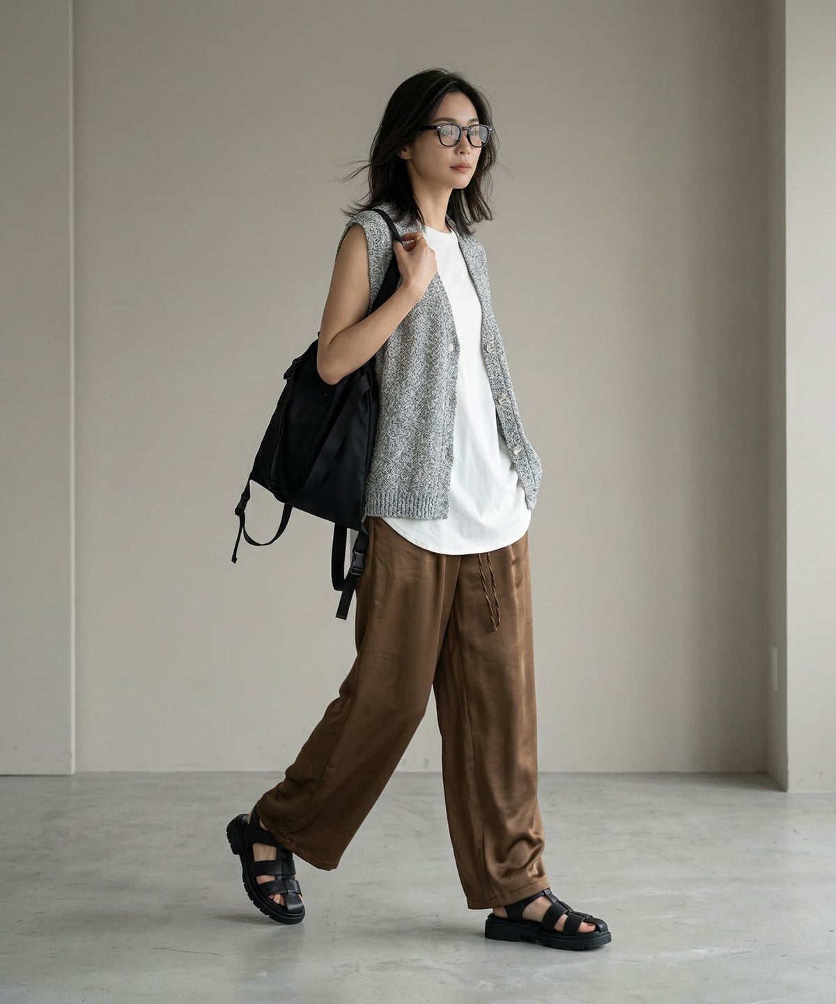 着用イメージ 170cm ブラウン