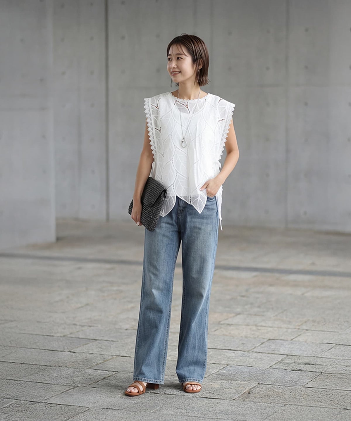 着用イメージ 163cm アイボリー