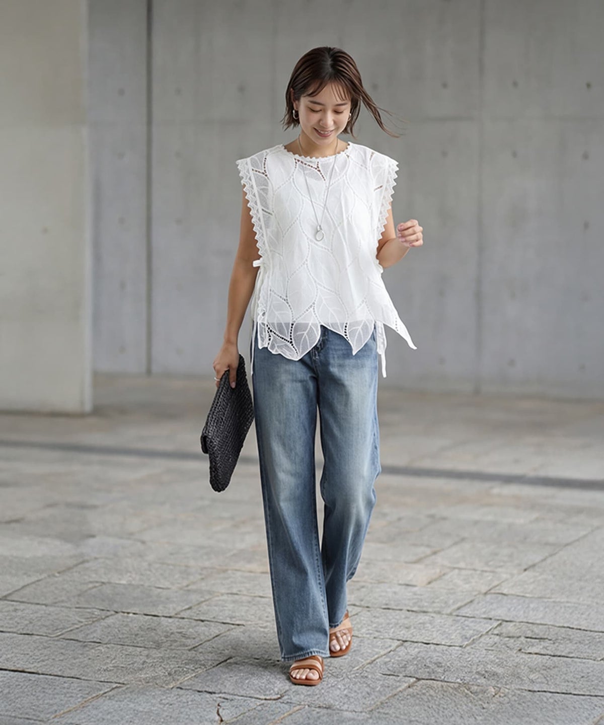 着用イメージ 163cm アイボリー