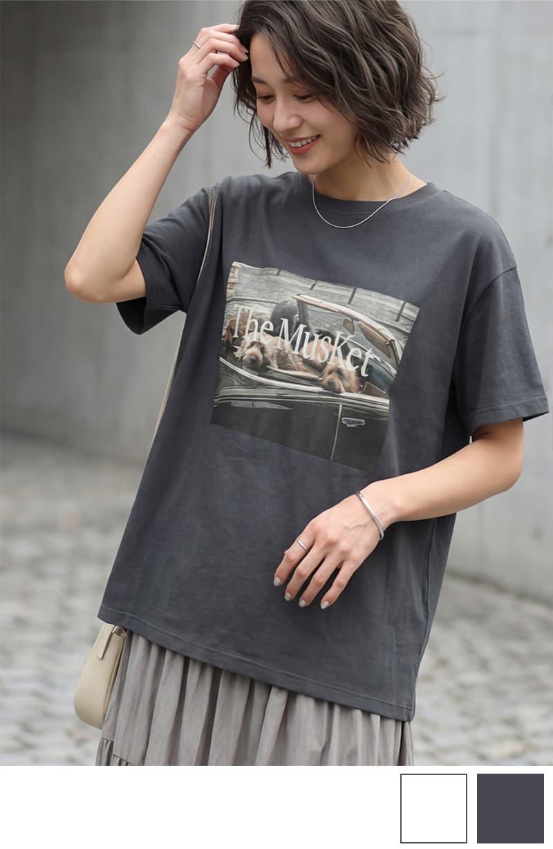 LUXE】dogsフォトプリントさら編みTシャツ | おしゃれな大人レディース