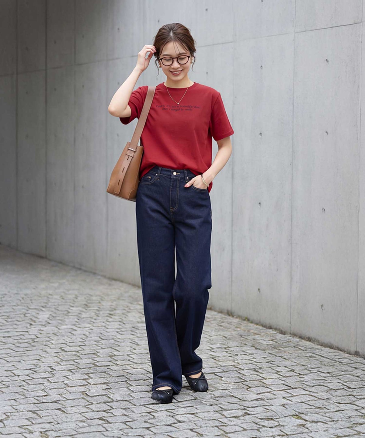 着用イメージ 163cm レッド