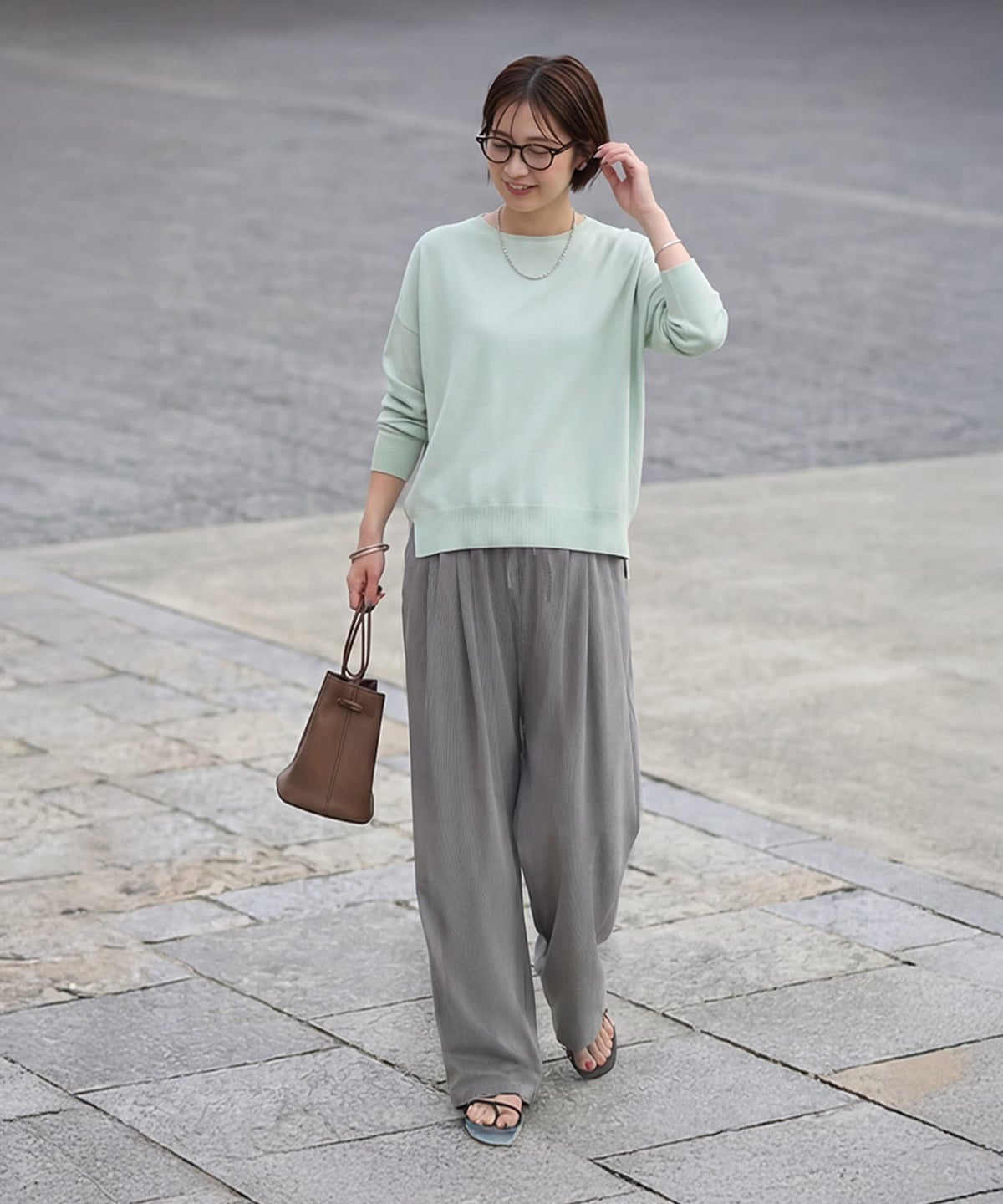 着用イメージ 163cm　ライトグレー