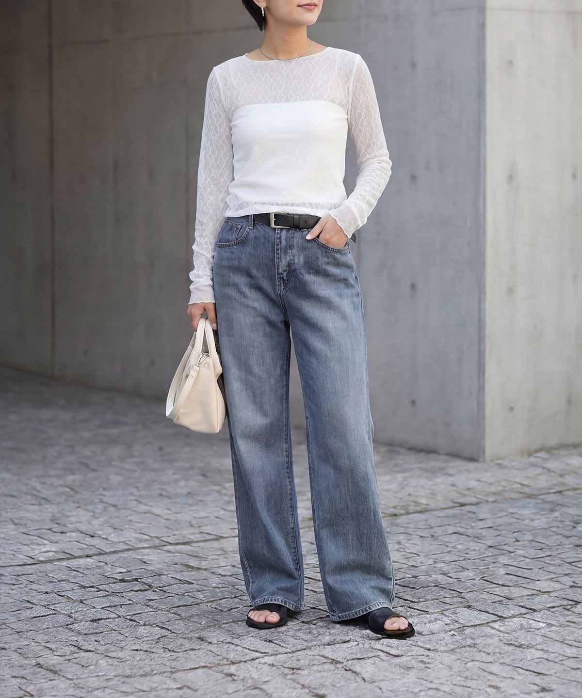 着用イメージ 163cm ホワイト