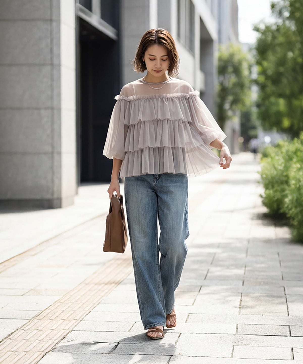 着用イメージ 163cm グレージュ