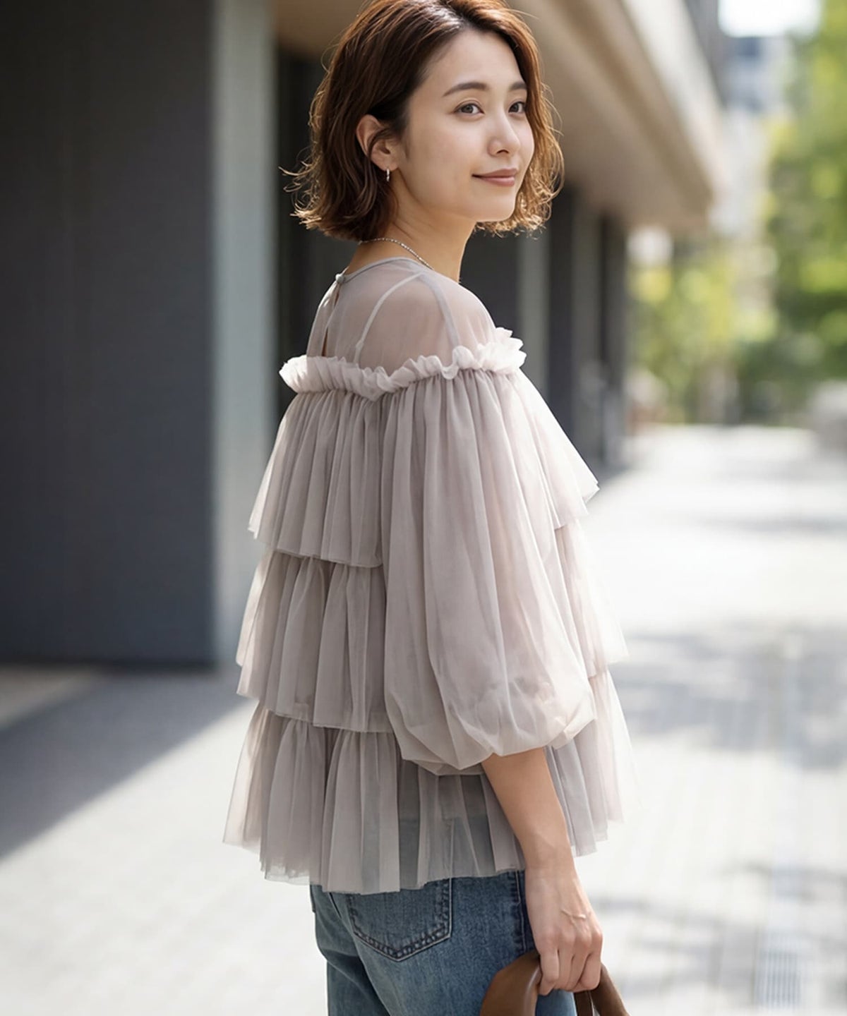 着用イメージ 163cm グレージュ