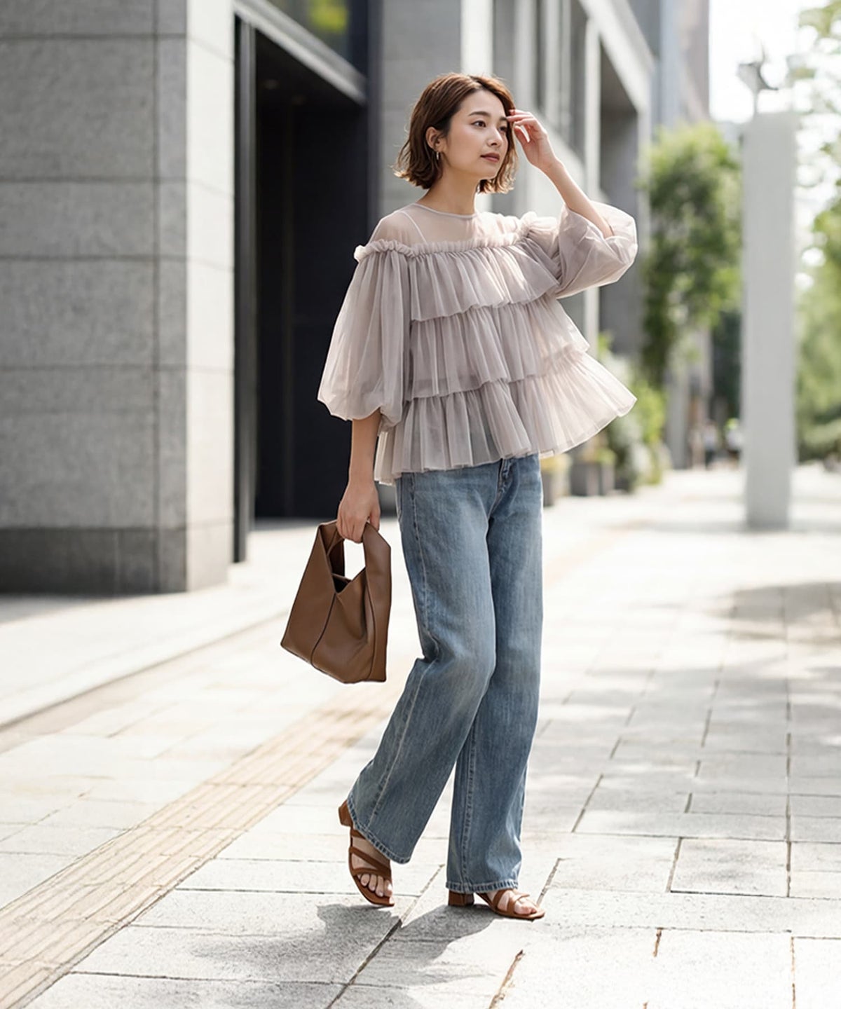 着用イメージ 163cm グレージュ