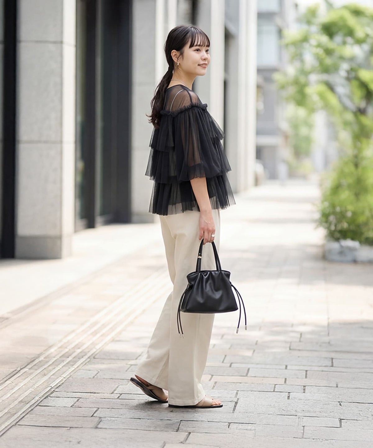 着用イメージ 163cm ブラックドット