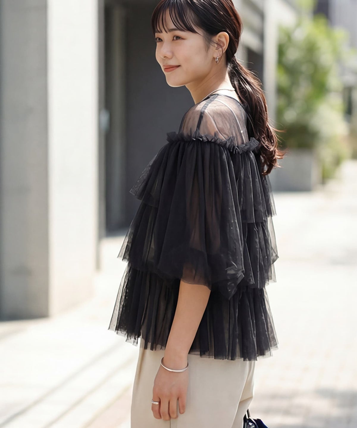 着用イメージ 163cm ブラックドット