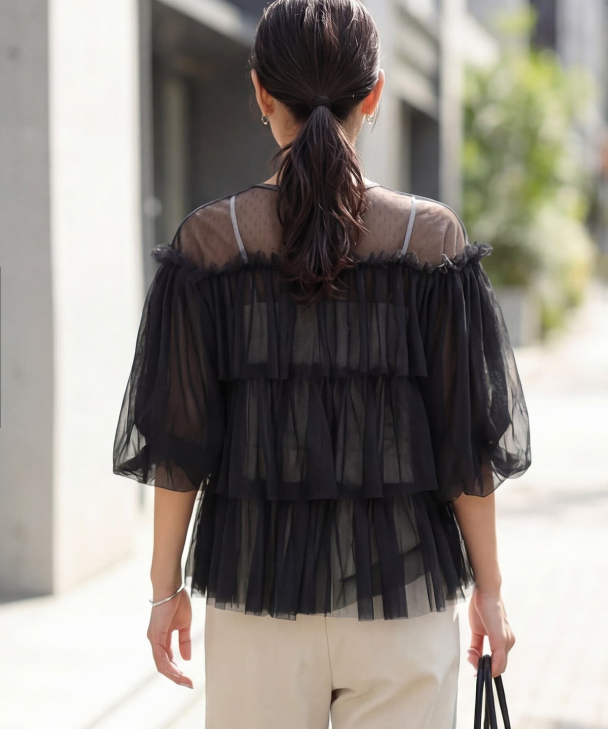 着用イメージ 163cm ブラックドット