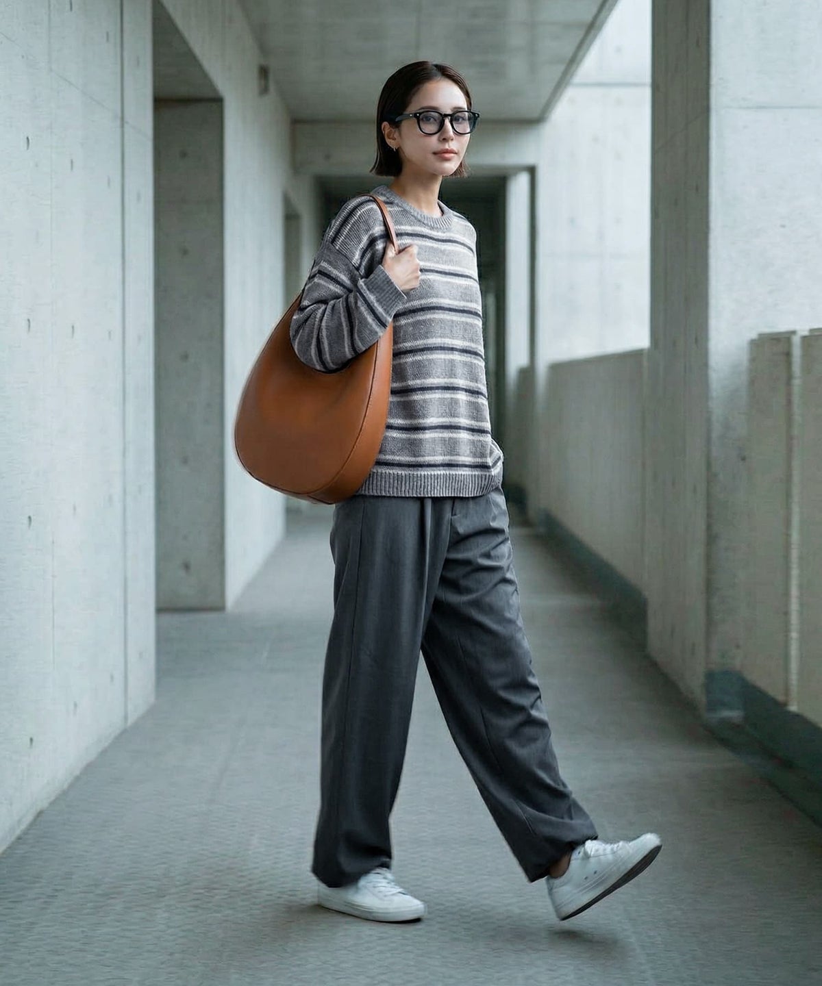 着用イメージ 169cm グレー