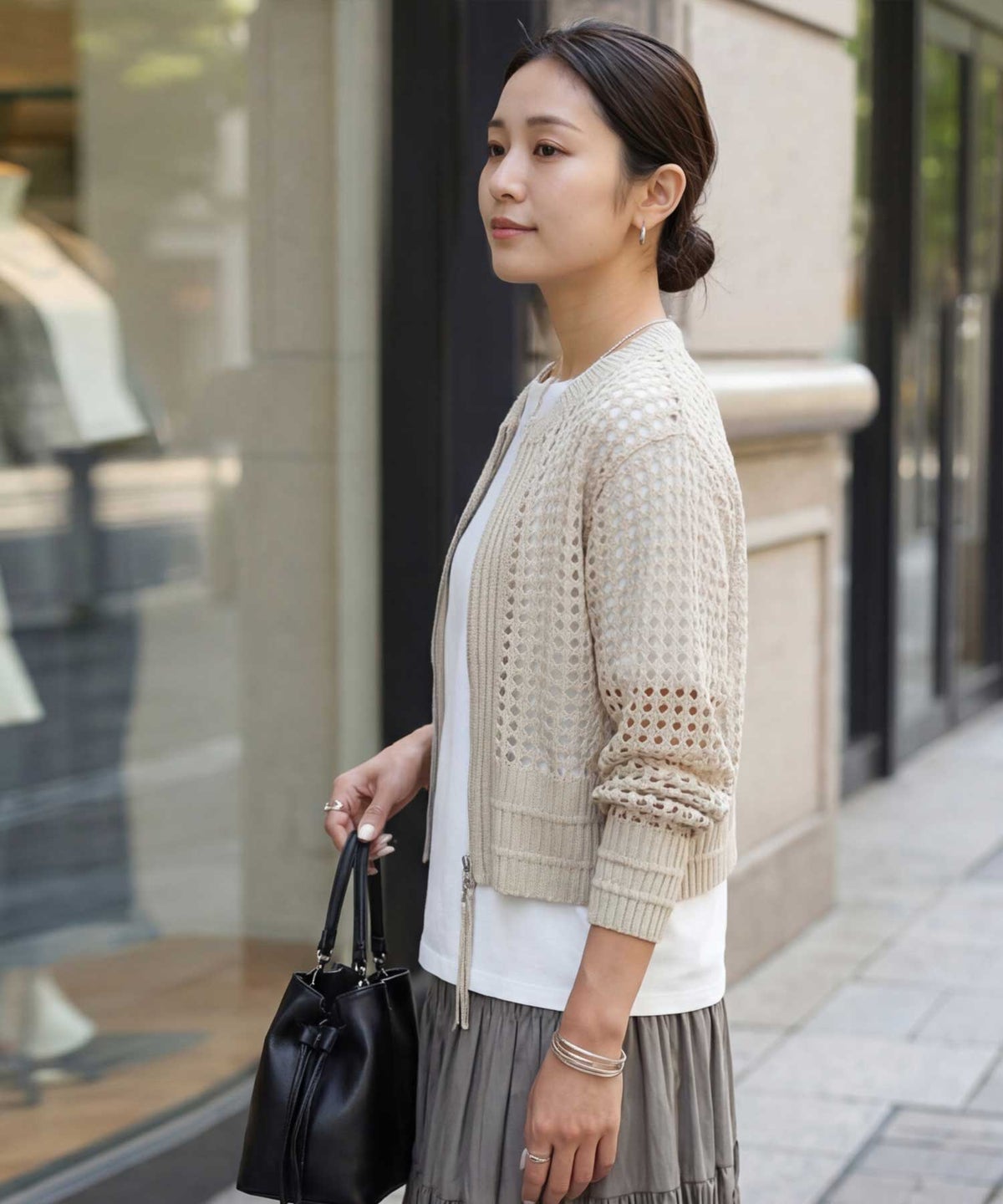 着用イメージ 163cm ベージュ