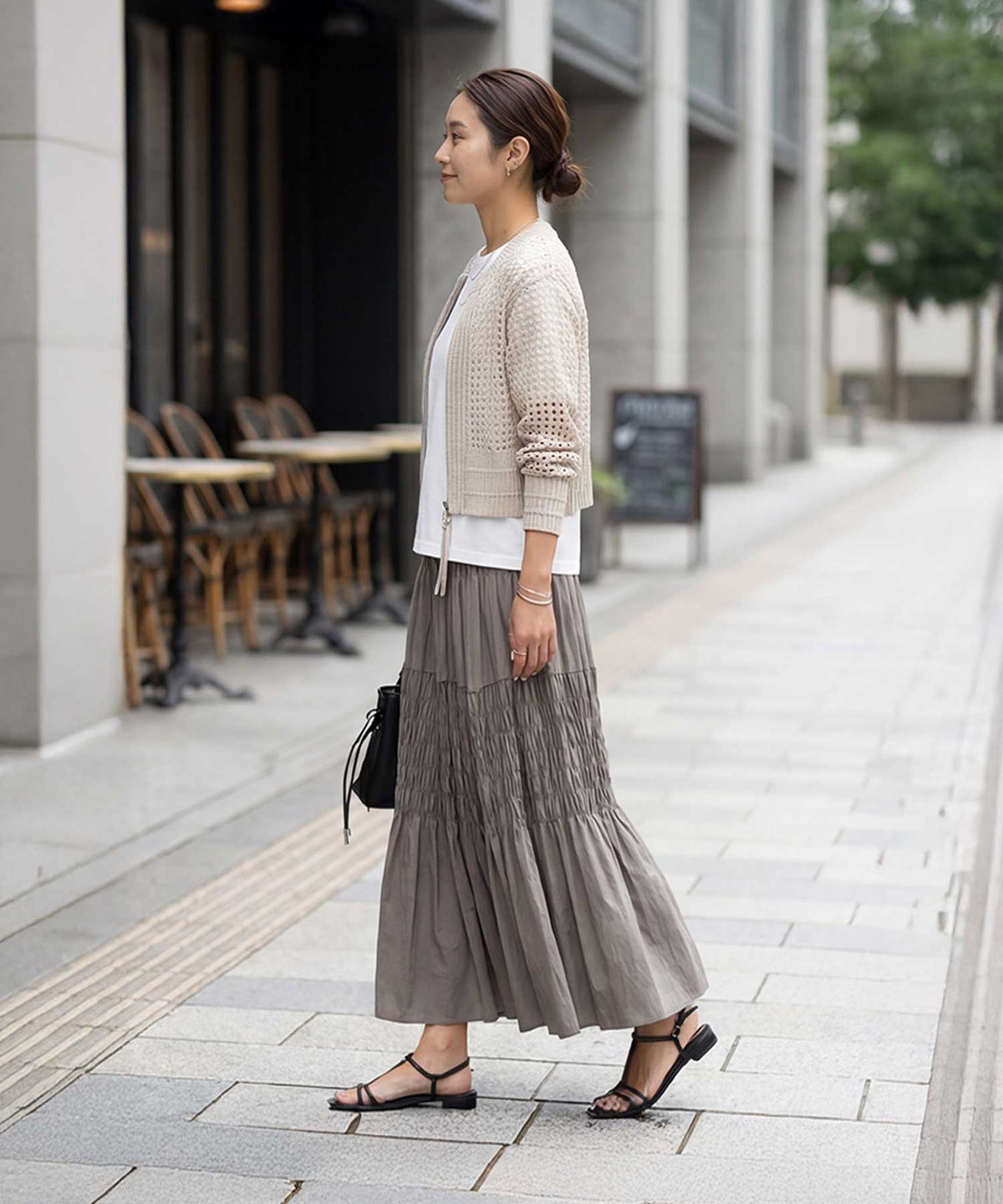 着用イメージ 163cm ベージュ