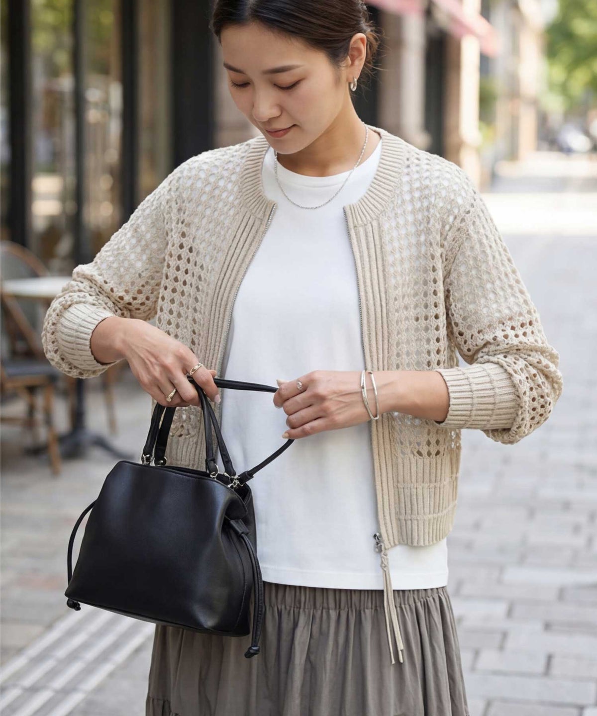 着用イメージ 163cm ベージュ