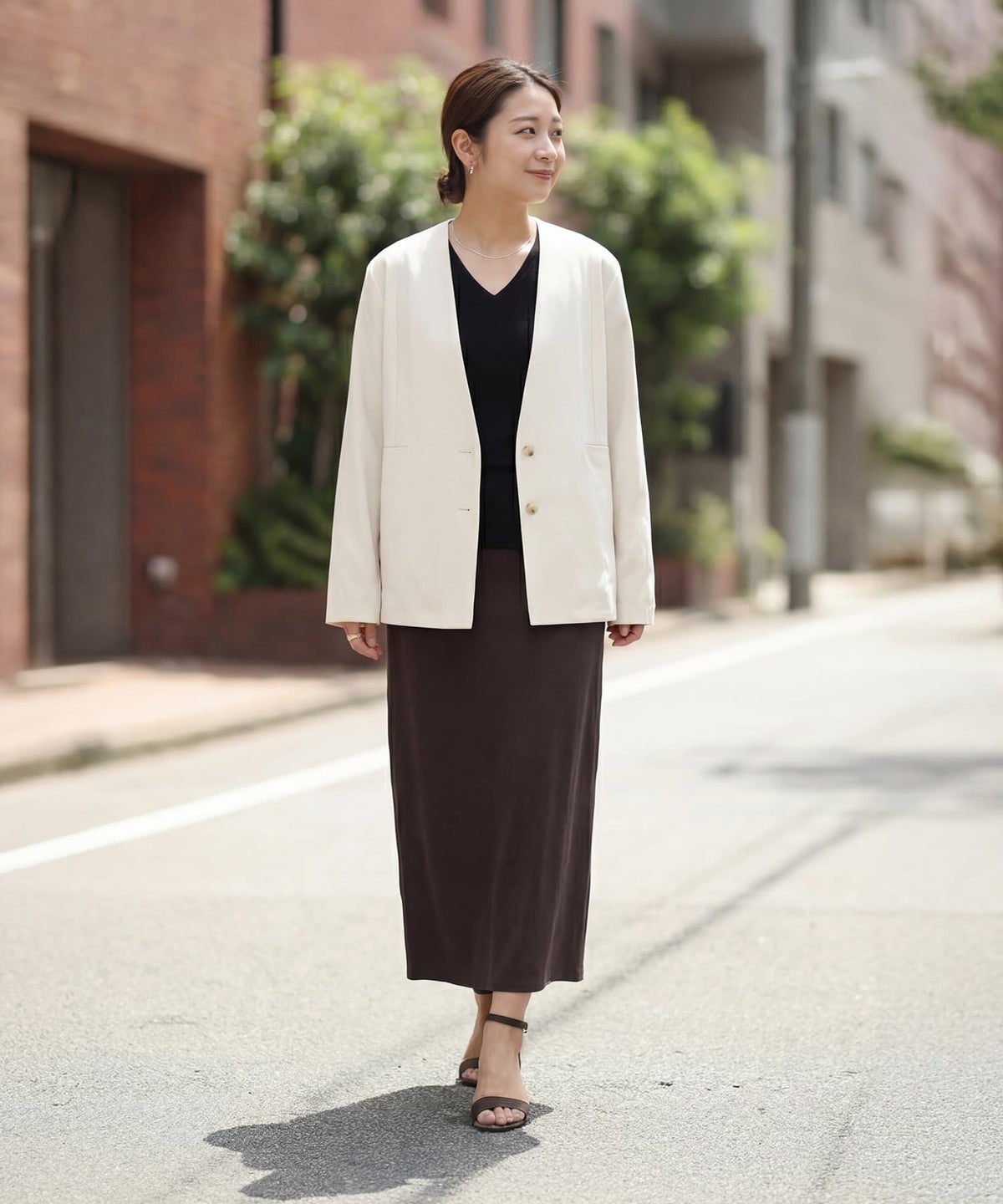 着用イメージ 163cm バタークリーム