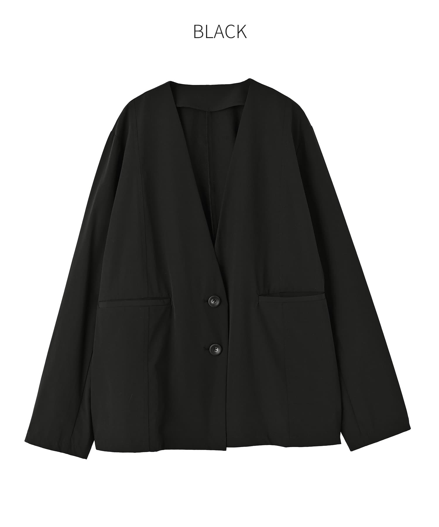 しっとりマットナイロンノーカラージャケット | おしゃれな大人