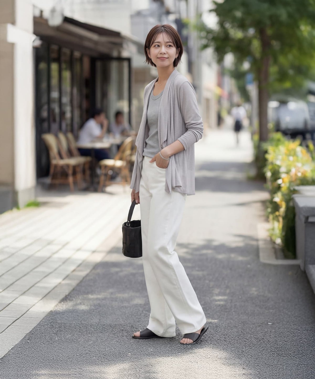 着用イメージ 163cm ライトグレー