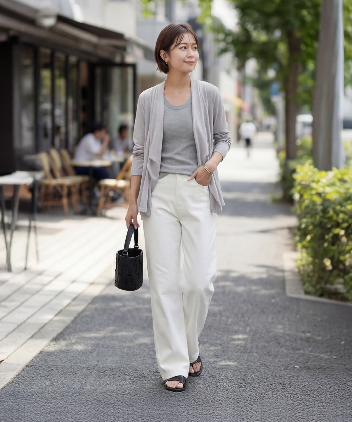 着用イメージ 163cm ライトグレー