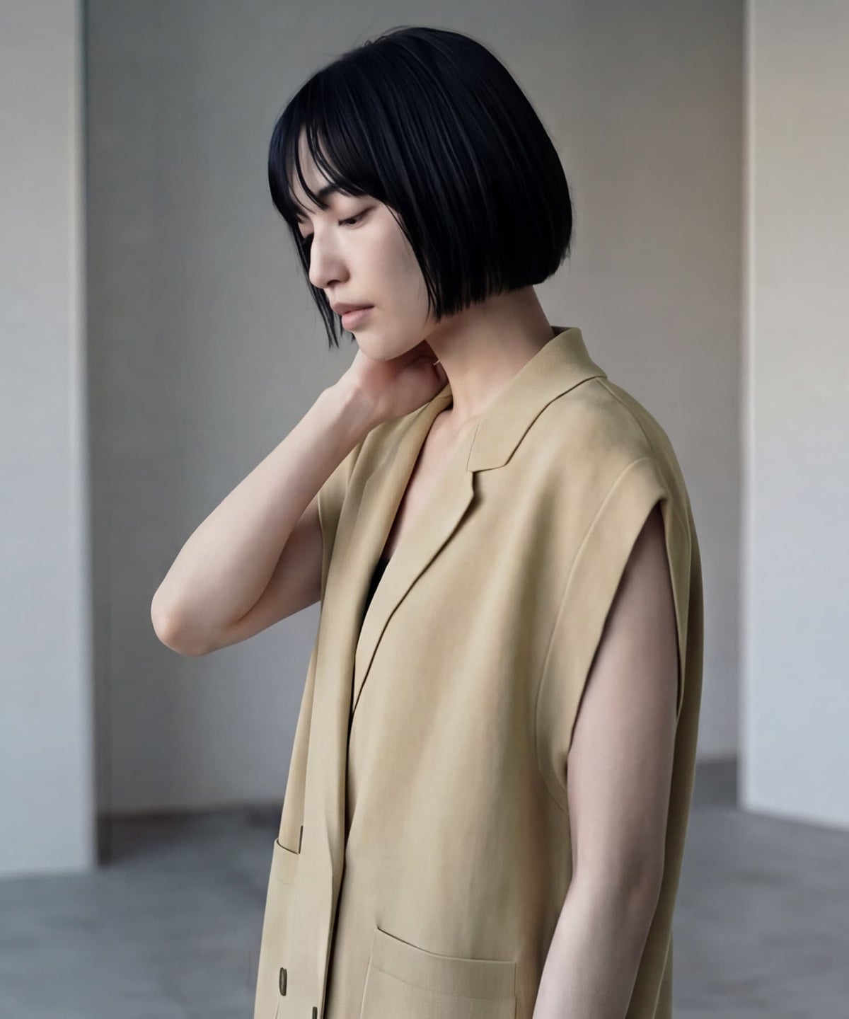 着用イメージ 170cm ベージュ