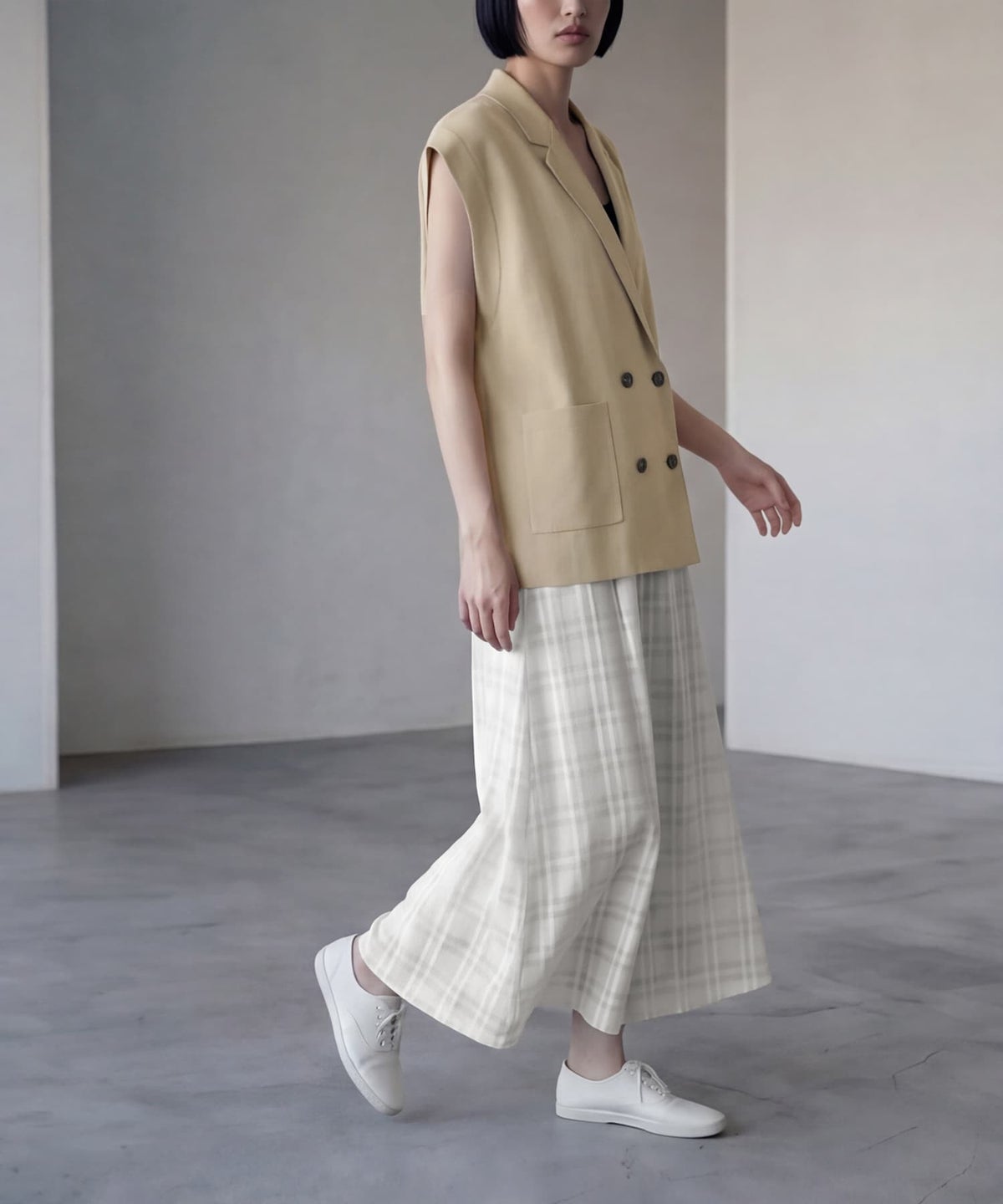 着用イメージ 170cm ベージュ