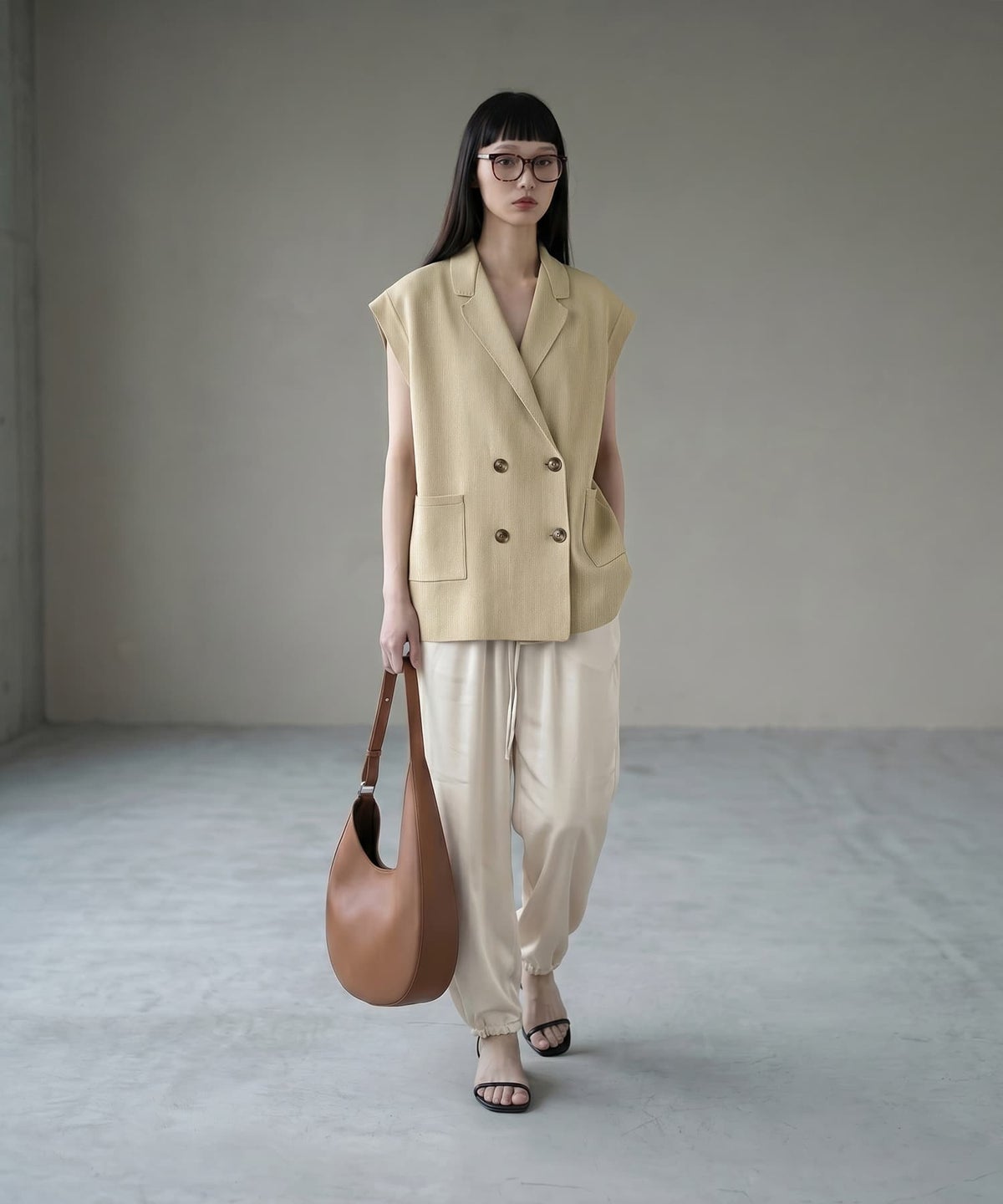 着用イメージ 170cm ベージュ