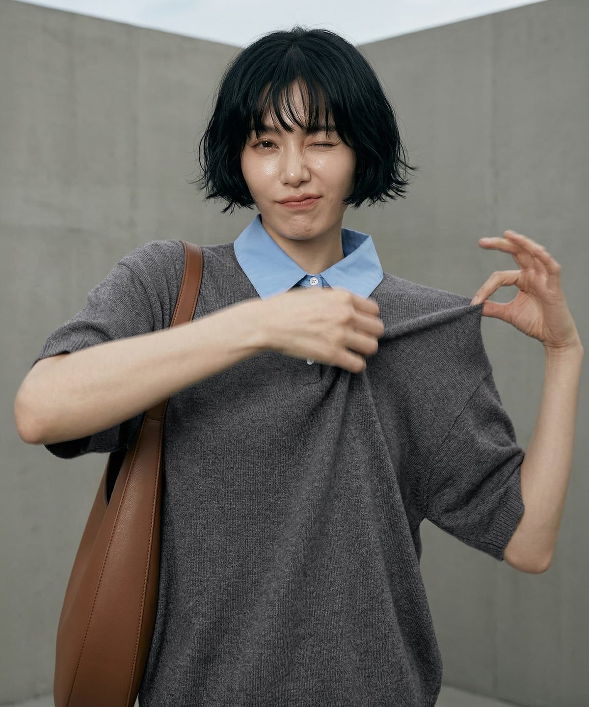 着用イメージ 170cm 杢グレー