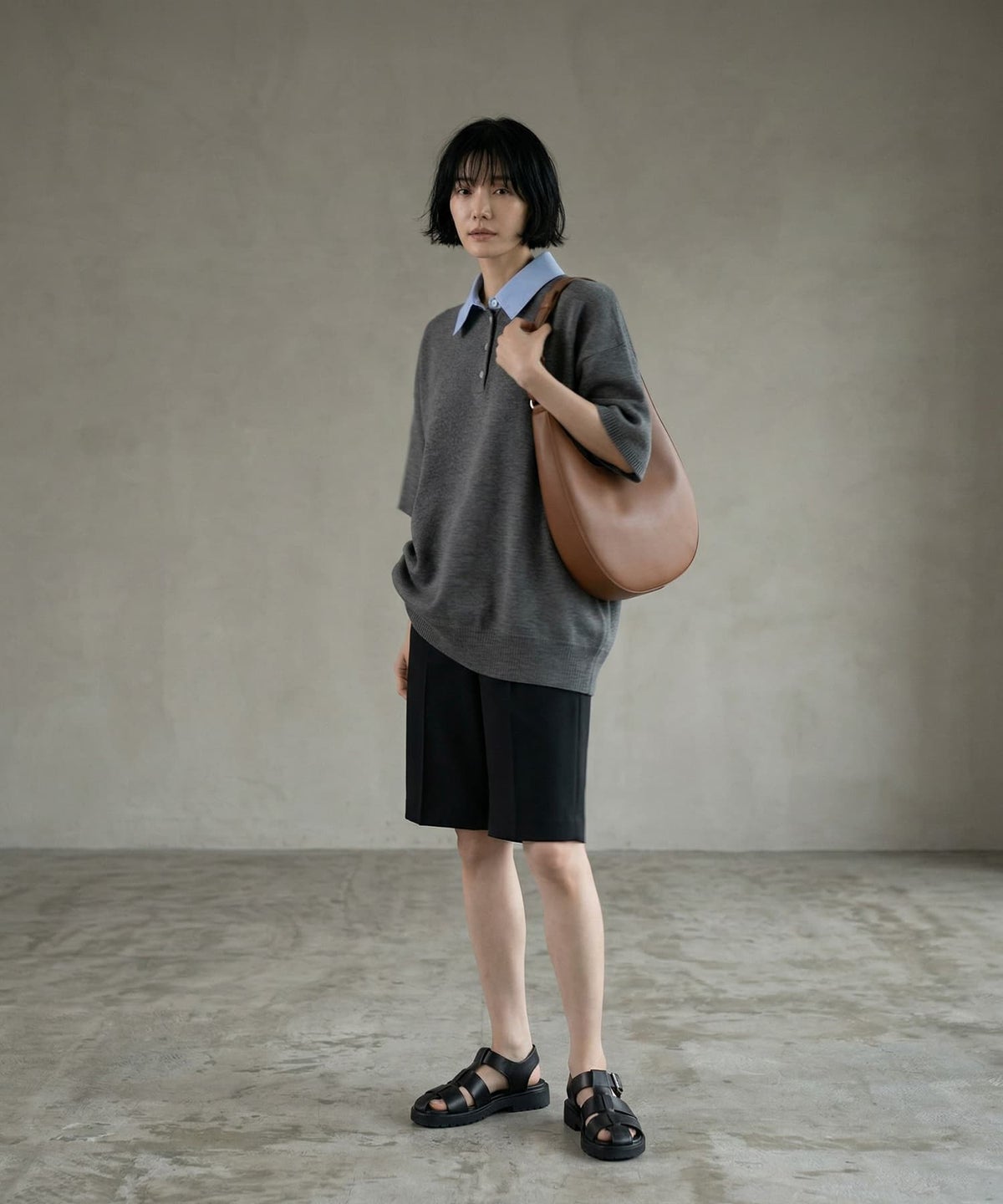 着用イメージ 170cm 杢グレー