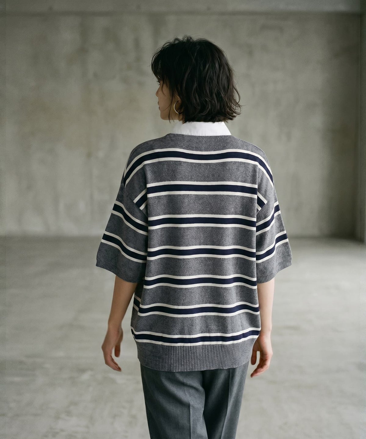 着用イメージ 170cm グレーボーダー