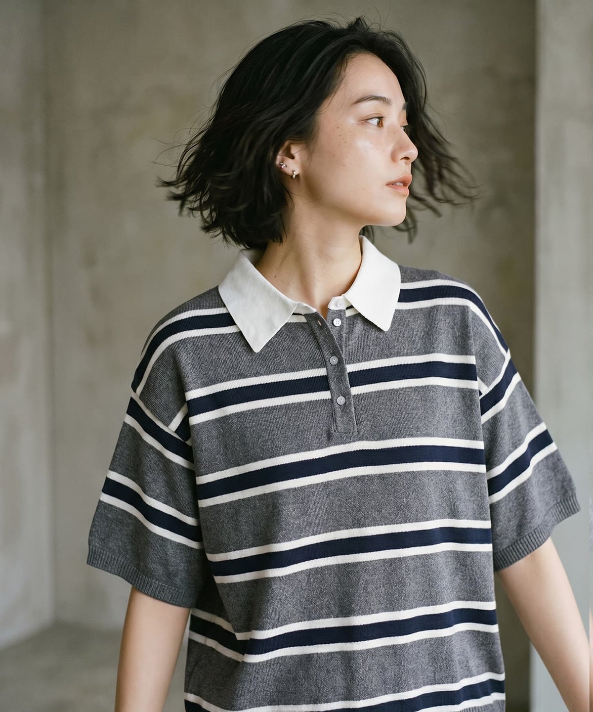 着用イメージ 170cm グレーボーダー