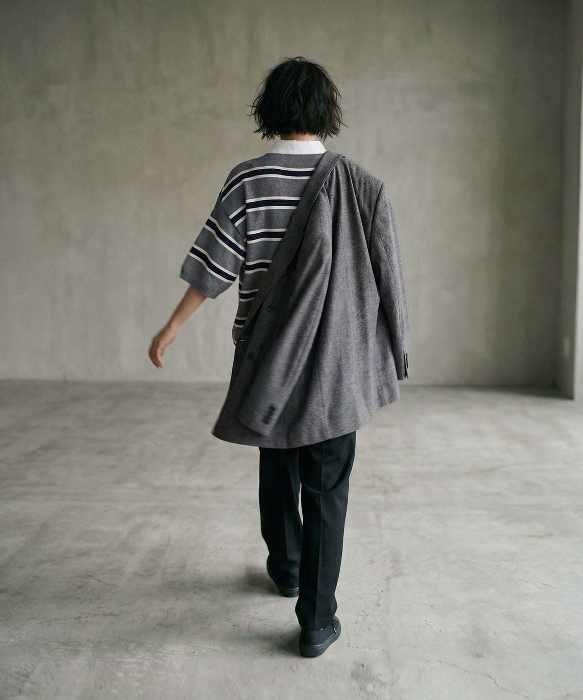 着用イメージ 170cm グレーボーダー