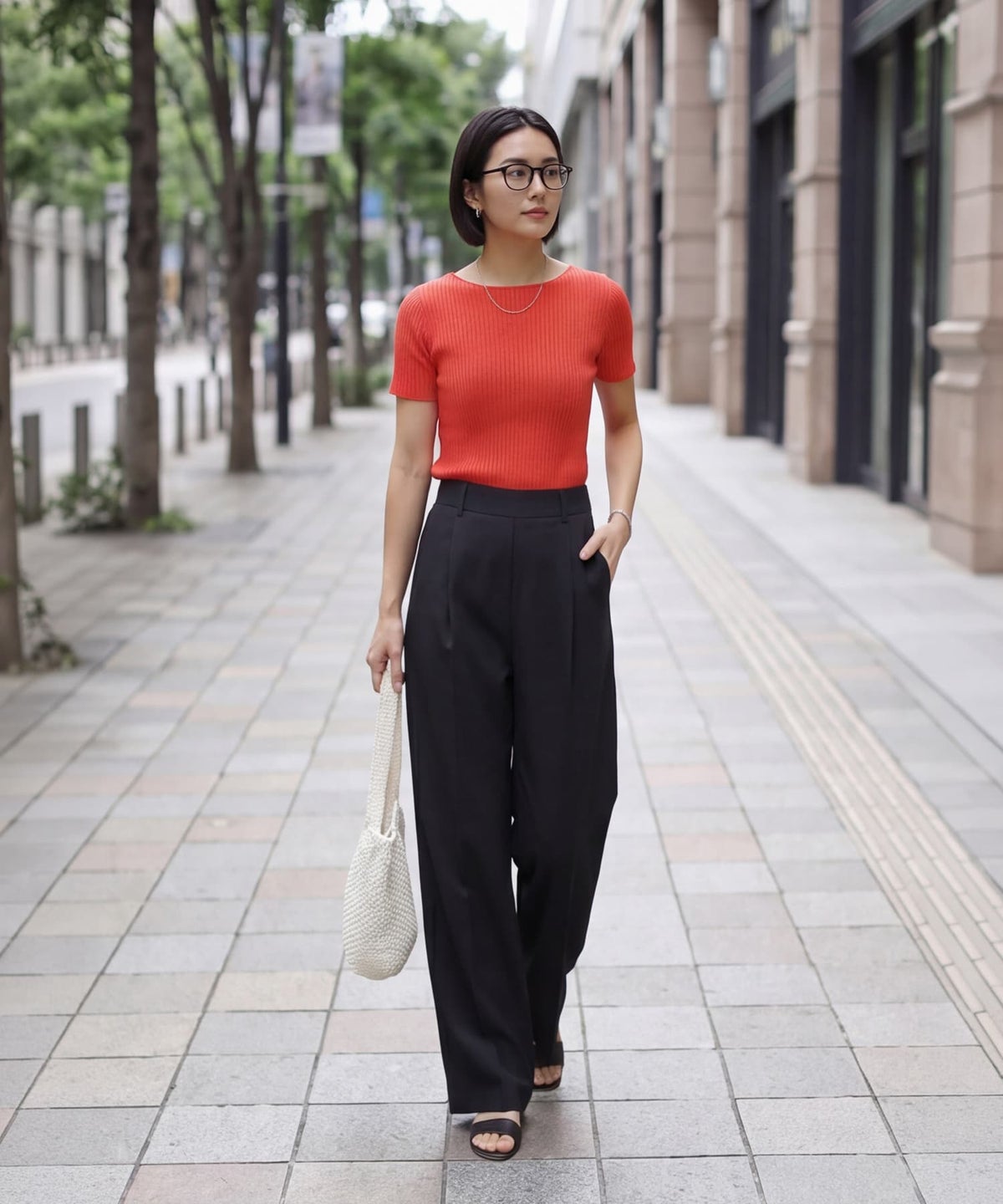 着用イメージ 163cm コーラルレッド