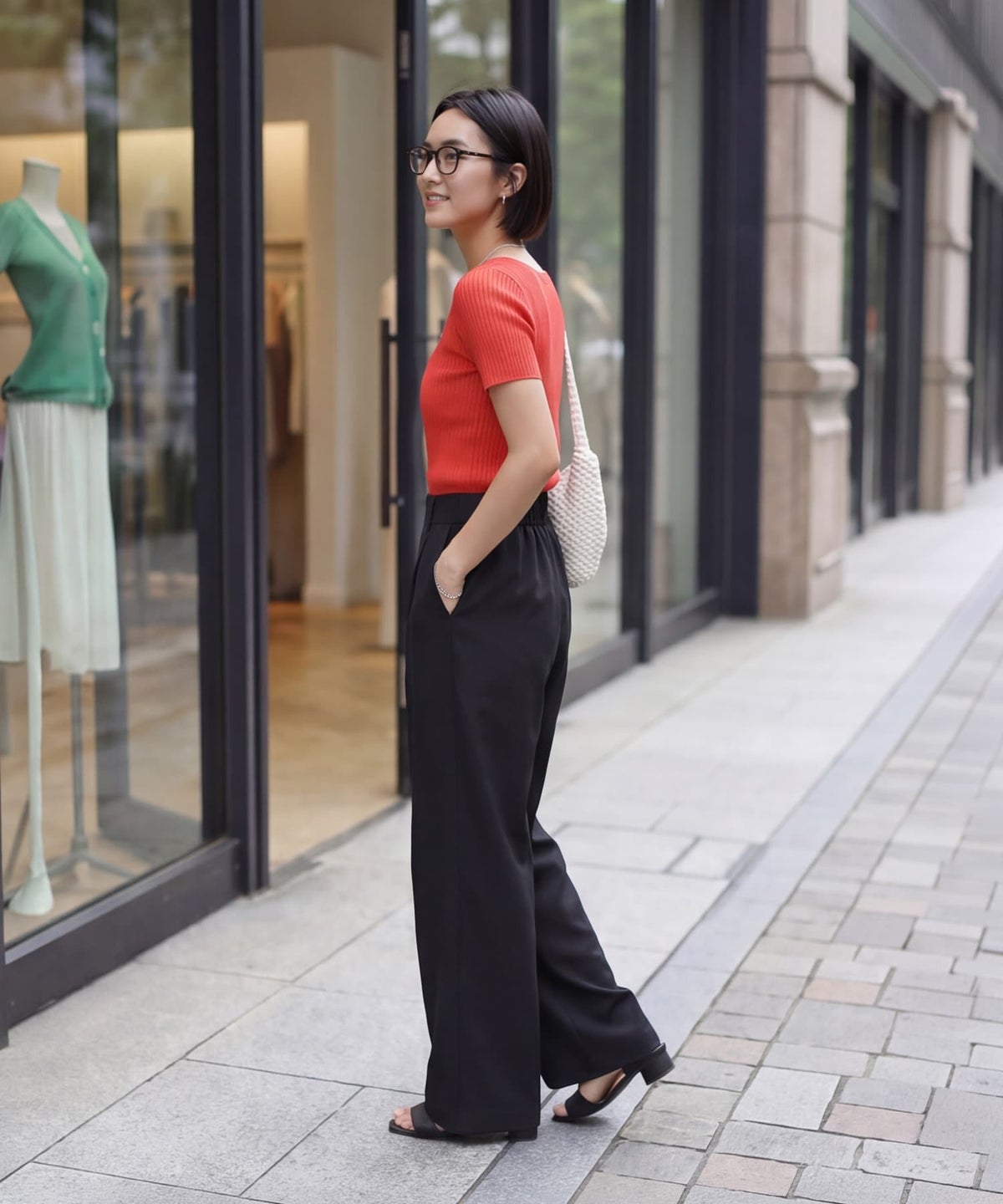 着用イメージ 163cm コーラルレッド