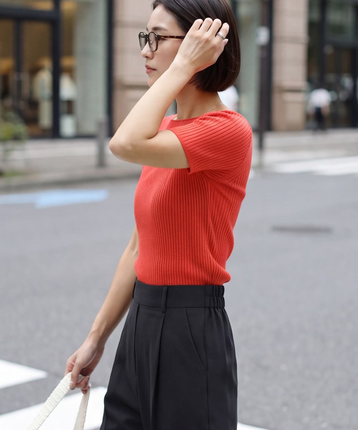 着用イメージ 163cm コーラルレッド