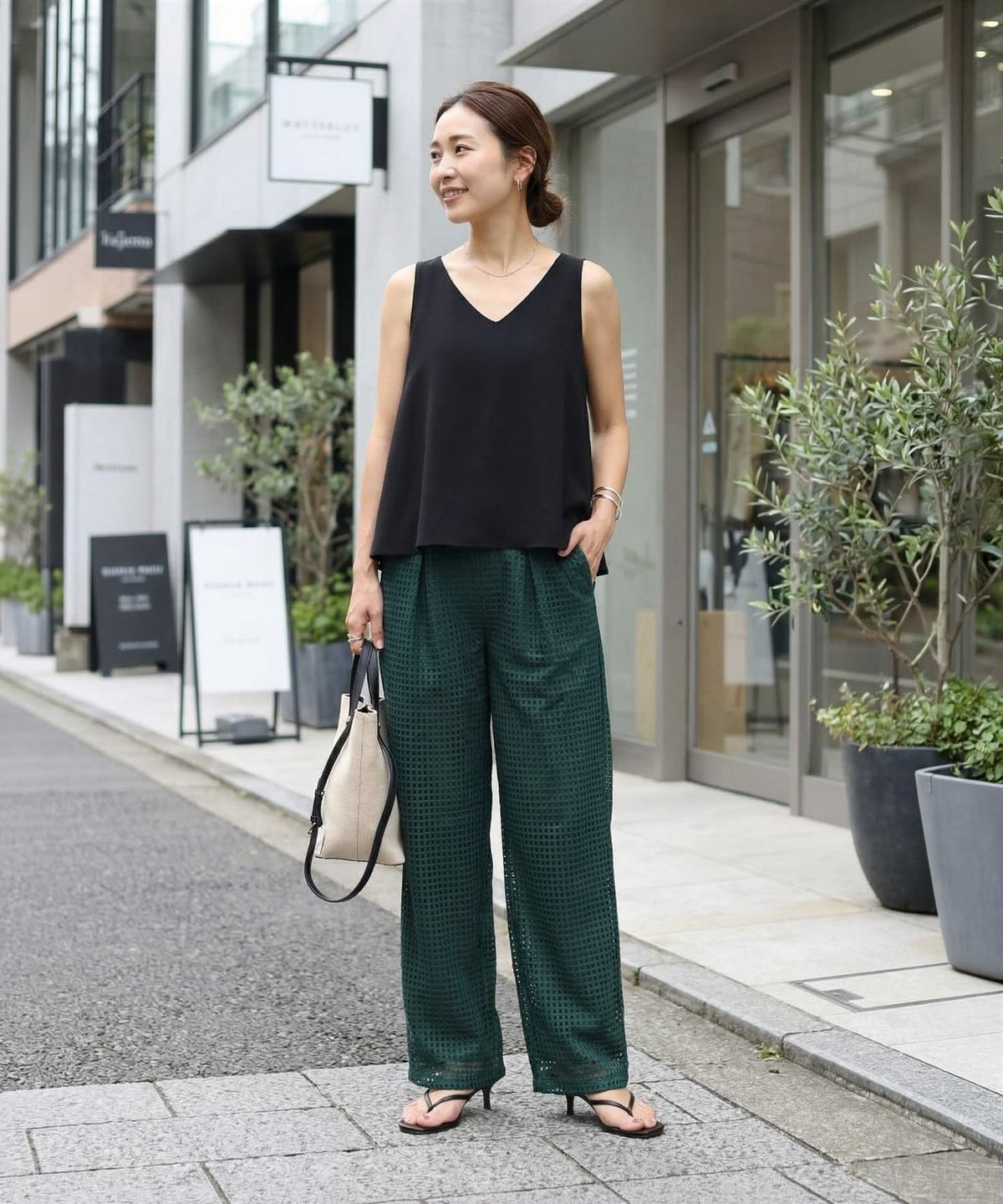 着用イメージ 163cm ダークグリーン S