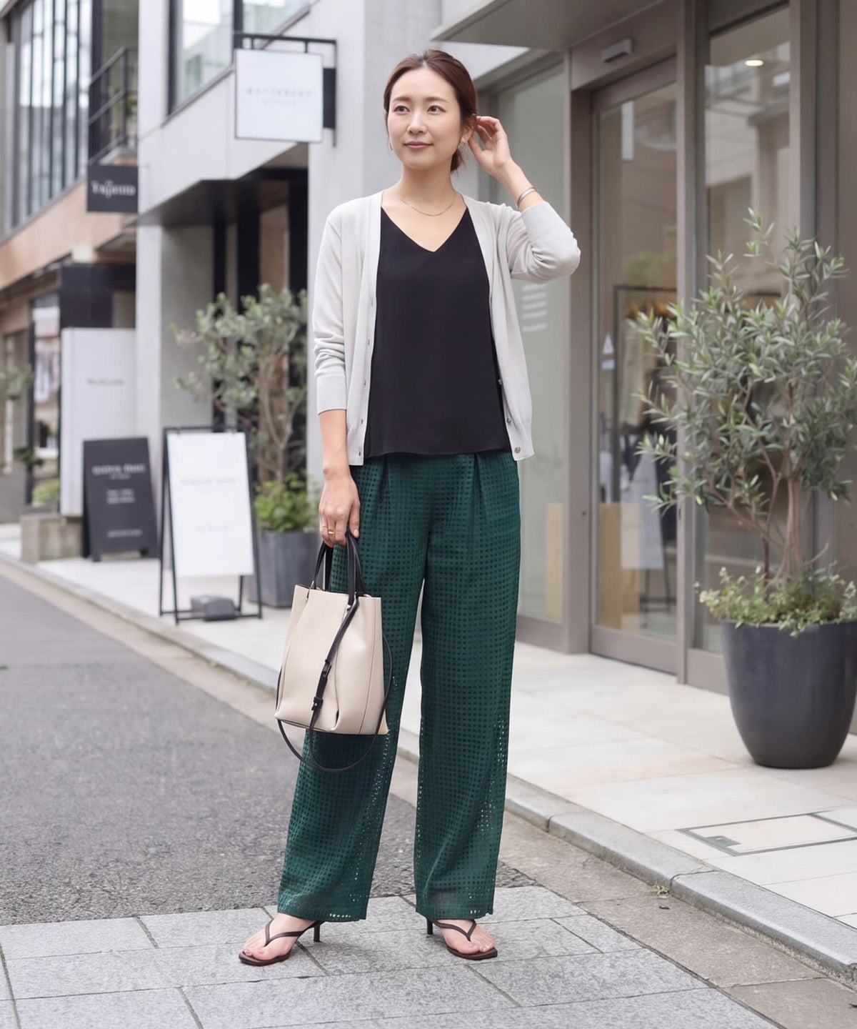 着用イメージ 163cm ダークグリーン S