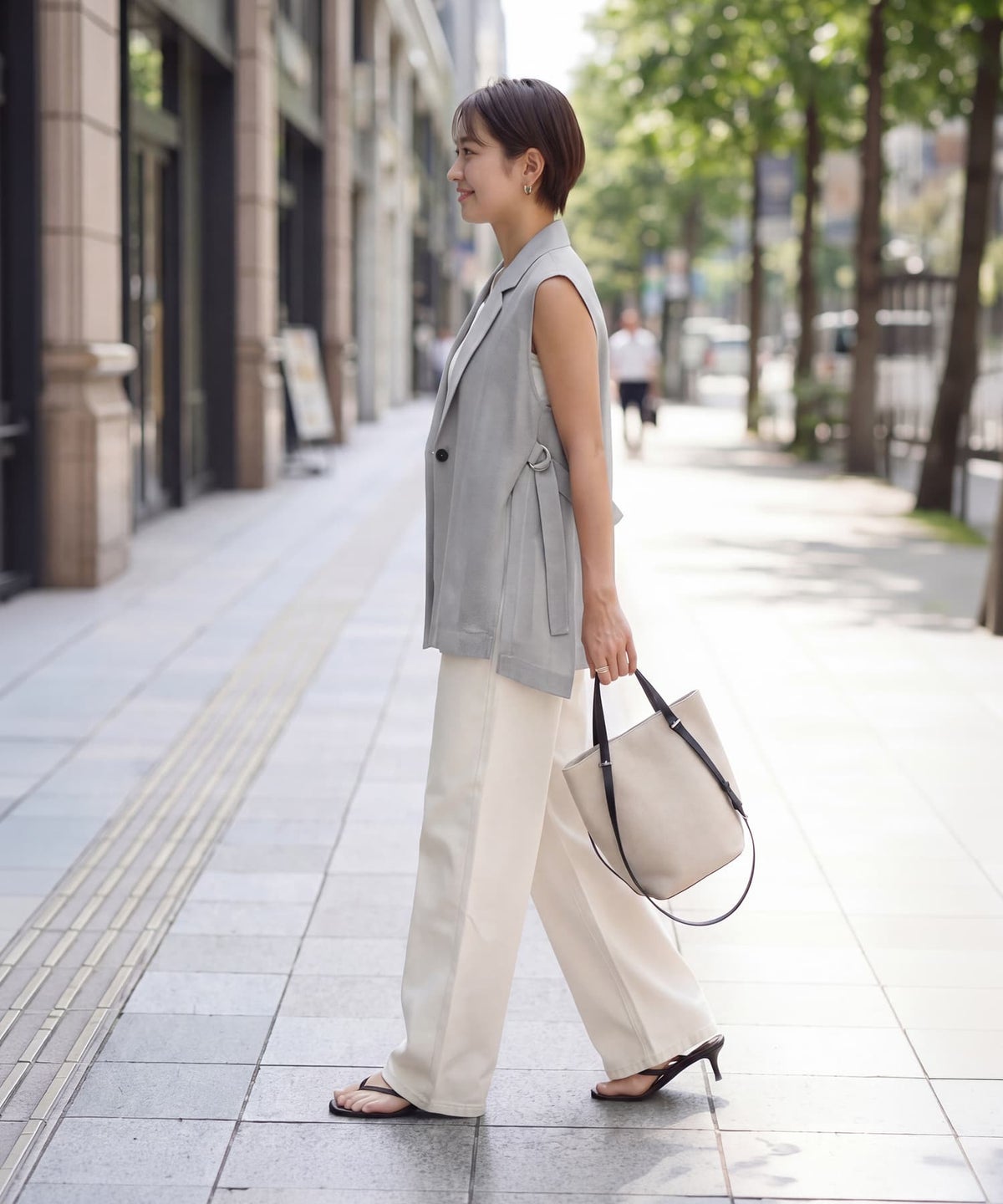 着用イメージ 163cm ライトグレー